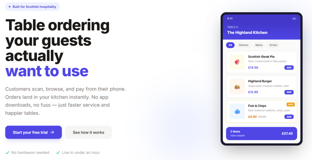 OrderPad website